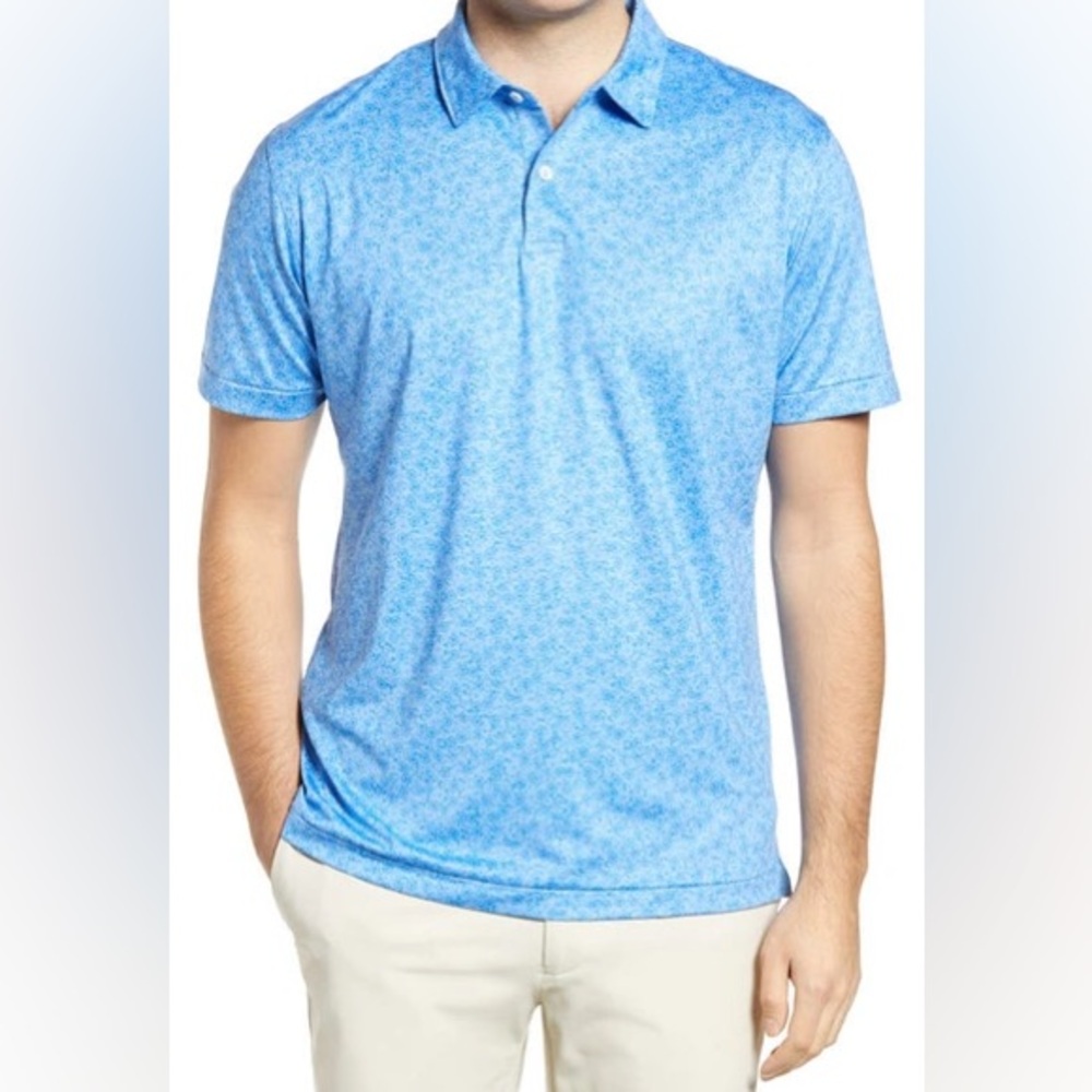 PETER MILLAR XL Watch Print Short Sleeve Performance Polo Bluebell Crown Crafted